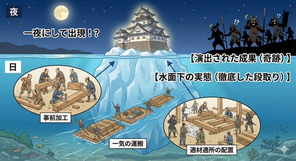 城と人々の活動を描写